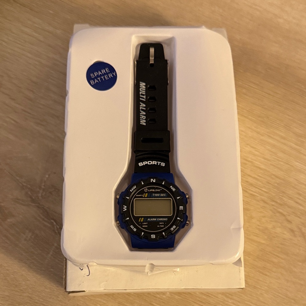 Black and Blue Sports Watch with Multi Alarm
